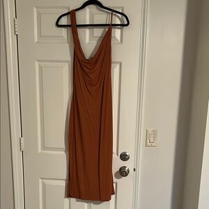 Lulu's Brown Slip Dress with Cowl Neck for Cocktail